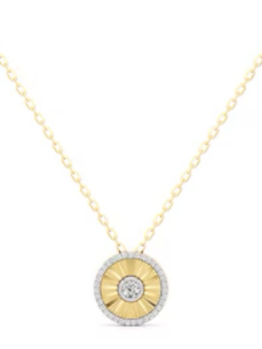 Pendant necklace diamond frame 24k gold plate